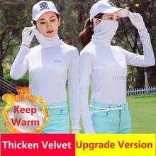 Women Golf Shirt Long Sleeve Mask T Shirt Winter Warm Jersey Tops Ladies Windproof Thicken Underwear Golf Wear Pullover S-XXL 2024 - buy cheap