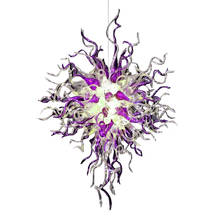 Free Shipping Purple Lamp LED Lights Handmade Murano Glass Chihuly Style Chandelier Living Room Light Fixtures 2024 - buy cheap