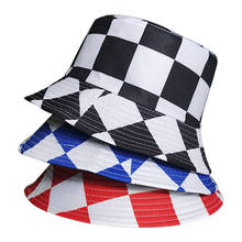 Sombrero de pescador a cuadros para hombre y mujer, gorra plegable de Hip Hop, color negro y rojo, para verano 2024 - compra barato