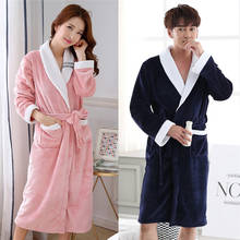 Plus Size 3XL Men&Women Kimono Bathrobe Gown Pink Blue Intimate Lingerie Negligee Full Sleeve Home Dressing Gown Sleepwear 2024 - buy cheap