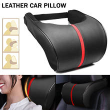Universal Car Pillow PU Leather Knitted Car Pillows Headrest Neck Rest Cushion Support Seat Accessories Auto Black Safety Pillow 2024 - buy cheap