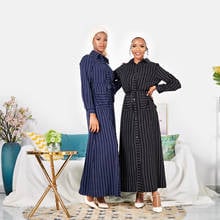 Muslim Striped Abaya Shirt Cardigan Dress Hijab Kimono Long Robe Gowns Tunic Jubah Dubai Ramadan Eid Arab Islamic Worship 2024 - buy cheap
