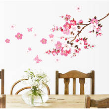 Красивая наклейка на стену Сакура, декор для гостиной, «сделай сам», цветы, ПВХ наклейки для дома, роспись, искусство, плакат, вишневый цвет, наклейка 2024 - купить недорого