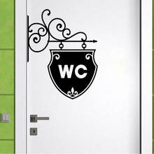 Wc do vintage banheiro porta adesivo de parede doorplate decoração para casa decalques à prova dwaterproof água wc sinal adesivos de parede 2024 - compre barato