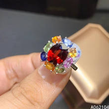 KJJEAXCMY fine jewelry 925 sterling silver inlaid Natural garnet color sapphire Women's popular lovely OL style plant gem ring s 2024 - buy cheap