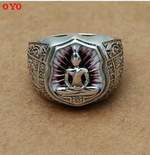 100%S925 sterling silver jewelry Thai carved Buddha vintage men's ring 2024 - buy cheap