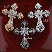 10Pcs Cross Rhinestone Button Silver Golden Gun Black Jewelry Christmas Jesus Crystal 55X71cm 2024 - buy cheap