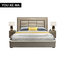 Современная Минималистичная кожаная двуспальная кровать 1,8 м в современном стиле 2024 - купить недорого