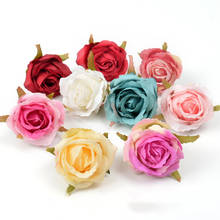 5 шт. 5,5 см шелковые искусственные цветы розы головки для фон для свадебной фотосъемки с цветочной стеной и украшения для торта на день рождения искусственные цветы 2024 - купить недорого