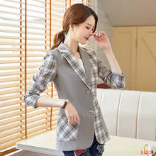 New 2020 Fashion Women Blazers and Jackets Slim Elegant Office Ladies Outerwear Coat Plaid Patchwork 2024 - buy cheap