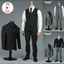 1/6 Scale Male Western Clothes Grey Black Gentleman Suit 2.0 Shoes Accessory Model Fit 12" Action Figure Model collection 2024 - buy cheap