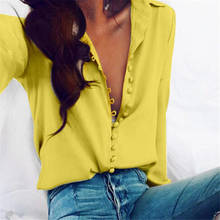 Fashion Casual Solid Color Ladies Office Tops Sexy Buttons Long Sleeve Blouse New Spring Women Chiffon Shirt 2024 - buy cheap