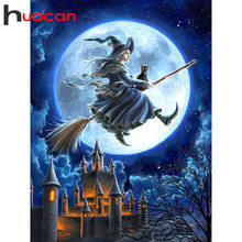 Huacan Diamond Painting Halloween witch Full Square/Round Diamond Embroidery Diamond Mosaic Cartoon Home Decoration 2024 - buy cheap
