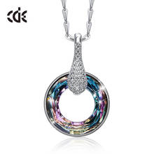 CDE Luxury Party Purple Lucky Wheel Round Pendant Necklace Crystals from Fashion Women Jewelry Halloween Gifts 2024 - buy cheap