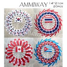 AMMIWAY 14x21cm 20pcs South Korea Thailand Canada Cuba Quality Polyester Events Festivals World Country Hand Flags Celebration 2024 - buy cheap
