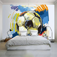 Pintados à mão moderno graffiti futebol papel de parede 3d sala de estar ktv quarto meninos decoração mural papel de parede 3d 2024 - compre barato