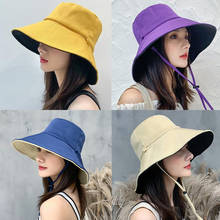 Chapéu de sol, anti-uv, de aba larga, feminino, férias, verão, dobrável, chapéu de balde, aba grande, coreano, praia, pesca, viseira do panamá 2024 - compre barato
