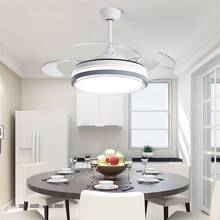 Потолочный светильник SAROK с вентилятором, светодиодный лампа с дистанционным управлением, невидимое лезвие вентилятора для дома, столовой, спальни, кабинета, офиса, 3 цвета 2024 - купить недорого