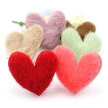 24Pcs 4.5*4.8cm big size Plush Heart Padded Appliques for Children's crafts Hairpin Handmade Headwear Furry patches Decoration 2024 - buy cheap