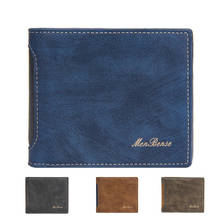 Mini billeteras delgadas de cuero para hombre, carteras masculinas con tarjetero mágico, monedero corto negro Vintage 2024 - compra barato
