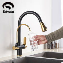 Shinesia Golden Kitchen Purification Faucet Pull Out Spout Hot Cold Mixer Purified Deck Mounted Pure Water Crane Tap 2024 - buy cheap