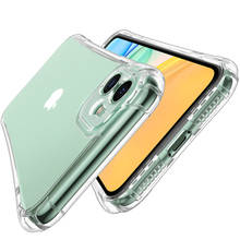 Capa de celular para apple iphone 11 pro max, capa protetora anti-queda, airbag, silicone, transparente, à prova de choque 2024 - compre barato