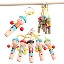 1psc Wooden Mini Pirate Whistle Kid Cute Doll Keychain Musical Instrument Baby Toy Gift Educational Wooden Children's Toys Music 2024 - buy cheap