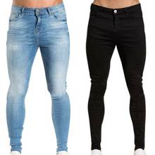 Mens Stretch Skinny Jeans Pants Denim Solid Slim Fit Stylish Bottoms Trousers 2024 - buy cheap