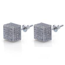 Prong Setting AAA+ Cubic Zirconia Bling Iced Out Gold Silver Color Geometric Square Stud Earrings for Women Men Hip Hop Jewelry 2024 - buy cheap