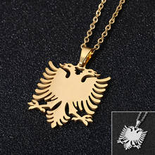 Collares con colgante de águila y bandera de Albania para hombre y mujer, de acero inoxidable, color dorado, símbolo de bandera, regalo de joyería 2024 - compra barato