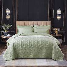 Colcha acolchada de algodón y poliéster, cubierta de cama gris, color verde claro sólido, 220x240cm, textil para el hogar, 1/3 unidades 2024 - compra barato