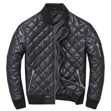 Мужская Молодежная куртка из овечьей кожи, приталенная модная мотоциклетная бейсбольная куртка из натуральной кожи 2024 - купить недорого