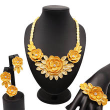 Conjunto de joyería de oro, conjunto de joyería nupcial, conjuntos de joyería grande africana, conjunto de joyería chapada en oro, collar de mujer 2024 - compra barato