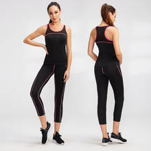 Conjunto de ropa deportiva para mujer, traje de 2 piezas para Fitness, Yoga, gimnasio, entrenamiento, Leggings, chaleco deportivo, mallas para correr, entrenamiento, negro 2024 - compra barato