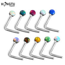 1PCS Steel L Shape Nose Rings Opal Gem Nose Stud Nostril Earring Cartilage Nazir Piercing septum Sexy Girls Jewelry In Body 20G 2024 - buy cheap