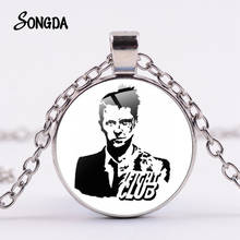 Brad Pitt Edward Norton Fight Club Necklace Round Glass Dome Movier Poster Pendant Necklaces for Men Women Fans Souvenir 2024 - buy cheap