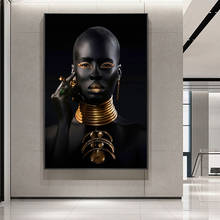 Black and Gold African Woman Poster Modern Wall Art Canvas Painting Black Woman Prints Decorative Pictures For Living Room Decor 2024 - buy cheap