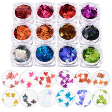 12 Box Autumn Maple Leaf Nail Art Glitter Sequins Set Sparkly Flakes for Gel Polish Winter Sticker Manicure Tips Decoration F/K6 2024 - buy cheap