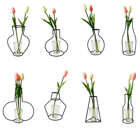 Горячая Распродажа, креативная ваза из кованого железа, абстрактные черные линии, Минималистичная абстрактная железная ваза, сушеные цветочные стойки, Скандинавское цветочное украшение 2022 - купить недорого