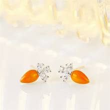 Korean Style Women Pendientes    Studs Earrings Cute Mini Brown Carrot Crystal Earrings For Women Gifts KED3275 2024 - buy cheap