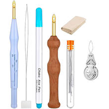 Kit de agulhas para bordado, conjunto de agulhas para iniciantes, kit de agulha ajustável para bordado em tapete, caneta para bordado com cabo de madeira 2024 - compre barato