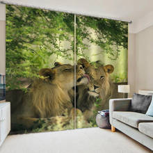 Cortinas 3D personalizadas para sala de estar y dormitorio, foto bonita, a la moda, leones, ventana 3D 2024 - compra barato