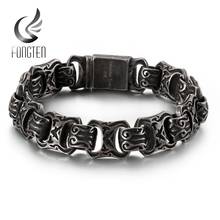 Fongten Vintage Square Bead Bracelet Black Stainless Steel Punk Bangle Cuff Designer Charms Bracelets For Men Jewelry 2024 - buy cheap