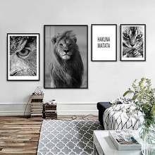 Tela de pintura de olhos de animal de leão, preto e branco, poster preto e branco, casa, sala de estar, decoração 2024 - compre barato