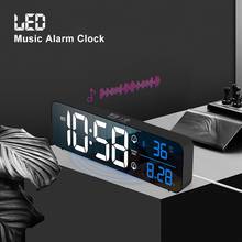 Music LED Digital Alarm Clock Temperature Date Display Desktop Mirror Clocks Home Table Decoration Electronic Clock 2000 mAh 2024 - buy cheap