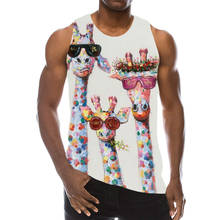 Men's Animals Graphic Sleeveless 3D Top Holiday Tees Giraffe Tank Tops Gym Boys Streetwear Novelty Vest 2024 - buy cheap