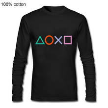 Vintage PS Logo T-shirt Kids 3D playstation tshirt Japan style game control button t shirts Man Streetwear 100% cotton Long tees 2024 - buy cheap