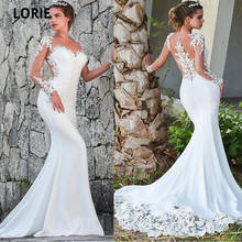 LORIE Mermaid Wedding Dresses 2020 Turkey Appliques Lace Bridal Dress Wedding Long sleeve Gown Custom Made Sweep Train Plus Size 2024 - buy cheap