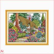 Padrões de cenário de flor de verão contados 11 14ct ponto cruz conjunto diy contado kit ponto cruz bordado needlework casa deco 2024 - compre barato