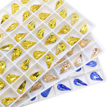 Glittery 3D Tear Drop K9 Glass Rhinestones Crystal Pointback Diamonds Glue On Garment Crafts Jewelry Accessories Nailart DIY 2024 - buy cheap